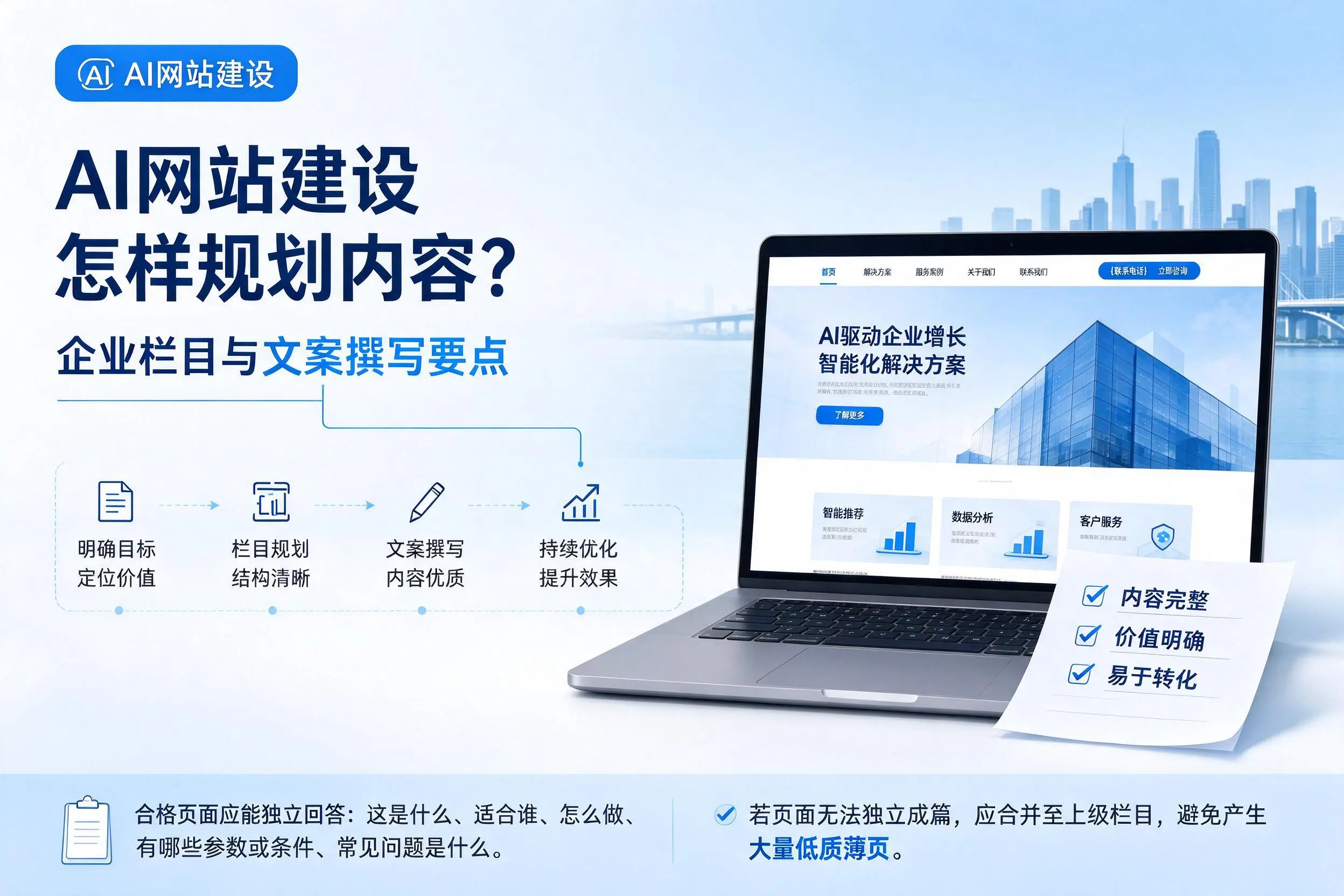 AI网站建设怎样规划内容?嘉兴企业栏目与文案撰写要点